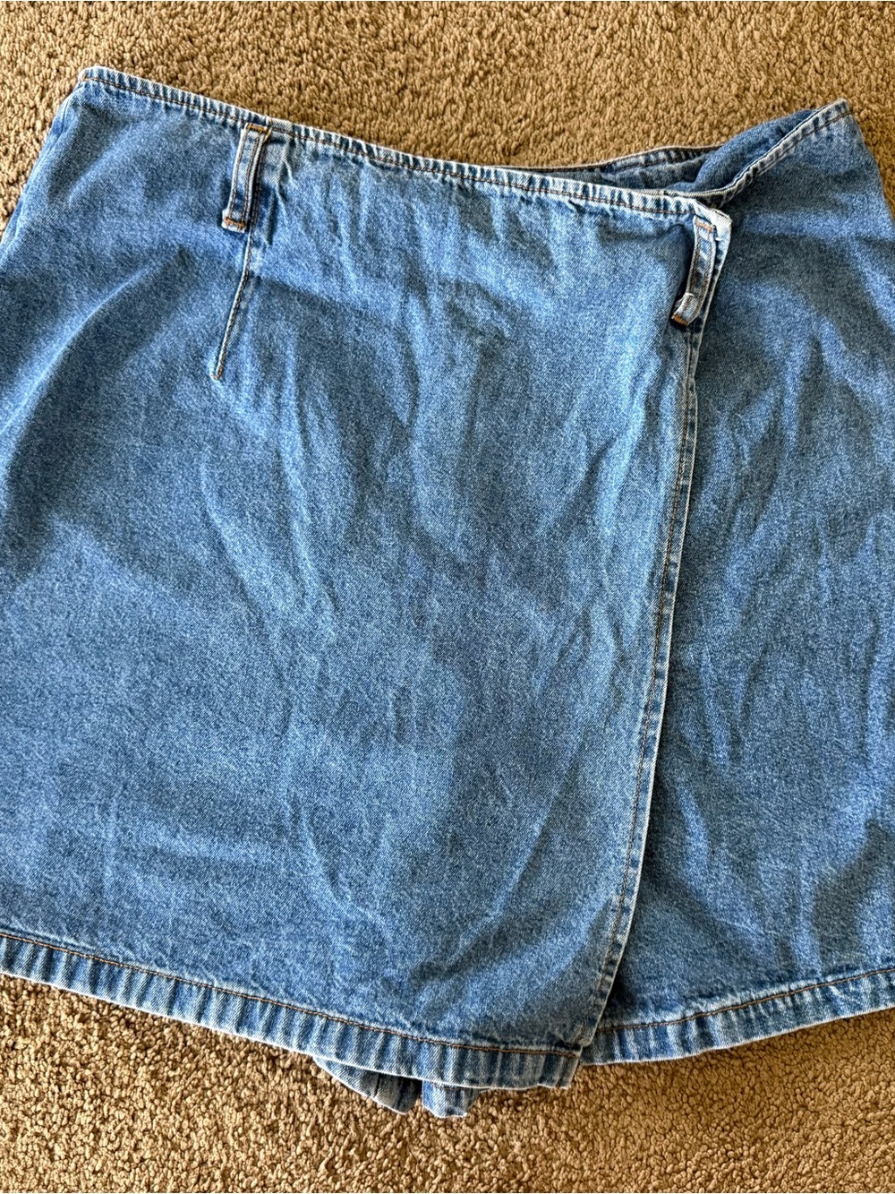 Vintage Blue Denim Wrap Skort